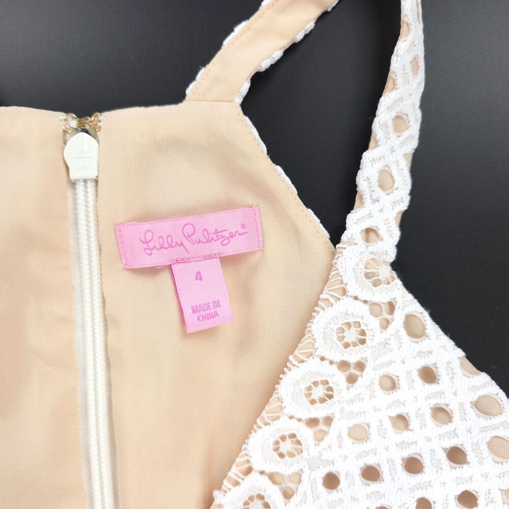 LILLY PULITZER Adella Engineered Exotic Lace Mini Dress Resort White Coquette 4 - Picture 2 of 14